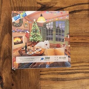 Blue Forest Cozy Christmas Room Jigsaw Puzzle 300 Pieces NEW